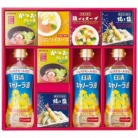 バラエティ調味料ギフト AP-CO 4226-042 キャノーラ油 だしの素 焼き塩【送料込み】【お届け不可地域:北海道・沖縄・離島】