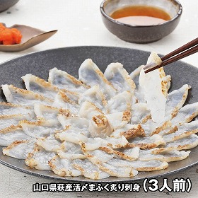 山口県萩産活〆まふく炙り刺身 3人前 GO清 4824-684 魚介 ふぐ【送料込み】【二重包装不可】【お届け不可地域：北海道・沖縄・離島】