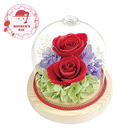 【母の日2026】ジュエルガラスドーム レッド B38410 1853-595 花【送料込み】【二重包装不可】【お届け不可地域：北海道・沖縄・離島】【お届け日時指定不可】