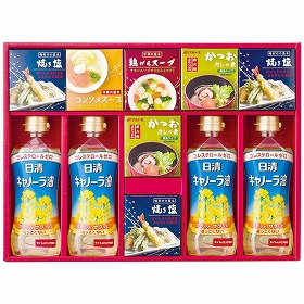 バラエティ調味料ギフト AP-DO 4226-054 キャノーラ油 だしの素 焼き塩【送料込み】【お届け不可地域：北海道・沖縄・離島】