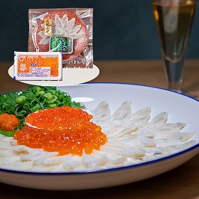 国産フグ薄造り・北海道産いくら 5021-35 4823-896 魚介 ふぐ【送料込み】【二重包装不可】【お届け不可地域：北海道・沖縄・離島】