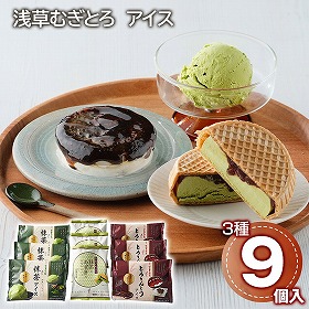 浅草むぎとろ アイス3種セット 9個 スイーツ アイスクリーム【送料込み】【二重包装不可】【お届け不可地域：離島】