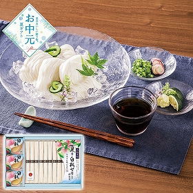 【お中元2026】池利 三輪素麺・国産白桃ゼリー詰合せ PM-30 1659-086 麺 そうめん【送料込み】【二重包装不可】【お届け不可地域：北海道・沖縄・離島】