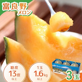 富良野メロン 3玉入り フルーツ 果物 メロン 北海道 ふらの【送料込み】【二重包装不可】【お届け不可地域：沖縄】【お届け日時指定不可】