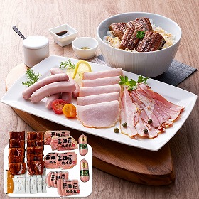 うなぎ蒲焼×8切＆三田屋総本家ハム詰合せ 和風惣菜 蒲焼き【送料込み】【二重包装不可】【お届け不可地域：離島】