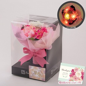 【母の日2025】タイマー機能付き　LEDライト　ダリアローズブーケ 花束 花 フラワーギフト【送料込み】【二重包装不可】【お届け不可地域：離島】【お届け日時指定不可】_81030