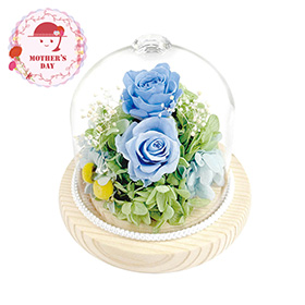 【母の日2026】ジュエルガラスドーム ブルー B38450 1853-622 花【送料込み】【二重包装不可】【お届け不可地域：北海道・沖縄・離島】【お届け日時指定不可】