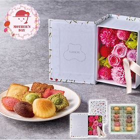 【母の日2026】GANON FLORIST 監修 プリザーブドフラワーBOOKと アンリ・シャルパンティエ プティ・ガトー・アソルティ【送料込み】【お届け日時指定不可】_81005