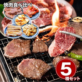 5種の焼肉食べ比べセット 牛肉【送料込み】【二重包装不可】【お届け不可地域：離島】