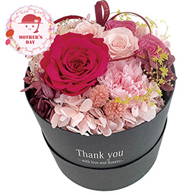 【母の日2026】プリザーブドフラワー サークルボックス ピンク 26-MD-01-P 1851-983 花【送料込み】【二重包装不可】【お届け不可地域：北海道・沖縄・離島】【お届け日時指定不可】