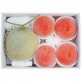 3%OFF【お中元2025】北海道産 赤肉メロン・山梨県産 桃4玉 4724-062 フルーツ 果物【送料込み】【二重包装不可】【お届け不可地域:北海道・沖縄・離島】【お届け日時指定不可】