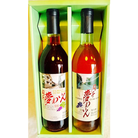 愛媛 国産ワイン「内子夢わいん ロゼ(巨峰)・白(ピオーネ) 720ml*2本セット」