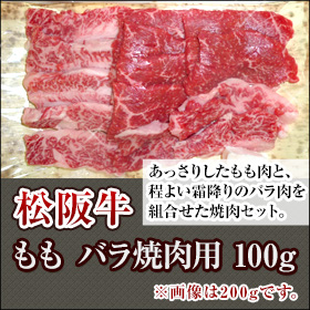 三重県特産品 松阪牛　松阪牛もも・バラ焼肉用１00g 【冷凍】