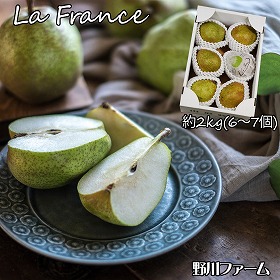 野川ファームのラ・フランス 2kg フルーツ 果物【送料込み】【お届け不可地域：離島】