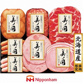 【お歳暮2025】日本ハム 北海道 プレミアム 美ノ国 6種 計7（熟成ももハム280g、熟成網焼きミートローフ164g、熟成ロースハム45g） ハムギフト【送料込み】【お届け不可地域：離島】_927