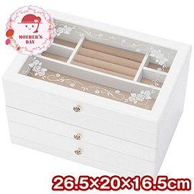 【母の日2026】木製ジュエルケース ホワイト 017-810 1854-686 収納 小物入れ【送料込み】【二重包装不可】【お届け不可地域：北海道・沖縄・離島】【お届け日時指定不可】