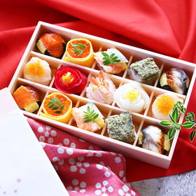 わさび葉寿しうめもり 贅沢紅白華手鞠寿し15個【送料込み】【お届け不可地域:北海道・沖縄・離島】
