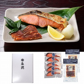 越後村上・永徳 塩引鮭と鮭の酒びたし 和風惣菜 サケ【送料込み】【お届け不可地域：離島】