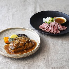 兵庫 みのり 黒毛和牛ローストビーフと和風きのこ餡煮込みハンバーグ 洋風惣菜 詰合せ【送料込み】【二重包装不可】【お届け不可地域：離島】