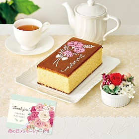 【母の日2025】プリザーブドフラワーと「長﨑堂」母の日カステーラ フラワーギフト 花【送料込み】【二重包装不可】【お届け不可地域:離島】【お届け日時指定不可】_81004