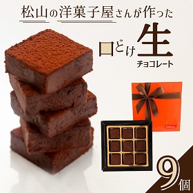 【期間限定】松山の洋菓子屋さんが作った ～口どけ生チョコレート～（９個入り）【送料込み】【お届け不可地域：北海道・沖縄・離島】