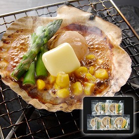 北海道産 帆立バター焼きセット (帆立片貝・コーン・アスパラ・バター)×5セット 魚介 惣菜【送料込み】【二重包装不可】【お届け不可地域：離島】