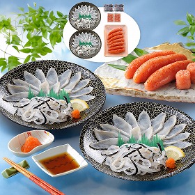 関とら本店 ふく霜降り刺身と辛子明太子詰合せ 魚介 フグ【送料込み】【二重包装不可】【お届け不可地域：離島】