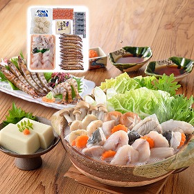 関とら本店 ふくちり鍋と車海老刺身の福満喫セット 魚介 フグ【送料込み】【二重包装不可】【お届け不可地域：離島】