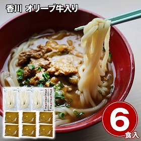 香川 オリーブ牛入り とろけるスパイシーカレーうどん6人前 カレー 麺【送料込み】【二重包装不可】【お届け不可地域：離島】