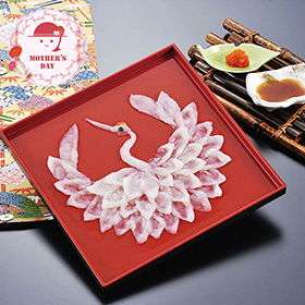 【母の日2026】山口県萩産活〆まふく刺身慶祝鶴 2人前 母マ鶴 1853-470 フグ ふぐ【送料込み】【二重包装不可】【お届け不可地域：北海道・沖縄・離島】【お届け日時指定不可】