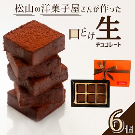 【期間限定】松山の洋菓子屋さんが作った ～口どけ生チョコレート～（６個入り）【送料込み】【お届け不可地域：北海道・沖縄・離島】