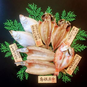 島根 岡富商店 島根沖清流干物セット エテかれい2枚(計約140g) あじ2枚(計約140g) のどぐろ1枚(約75g) かます1~2枚(計約170g)【送料込み】