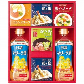 バラエティ調味料ギフト AP-BE 4226-030 キャノーラ油 だしの素 焼き塩【送料込み】【お届け不可地域：北海道・沖縄・離島】