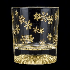 黄金のロックグラス(全周柄 雪の結晶)【送料込み】【お届け不可地域：北海道・沖縄・離島】